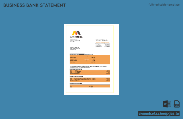 Beispiel eines Kontoauszugs des Bank Mega Firmengirokontos (Word- und PDF-Datei)